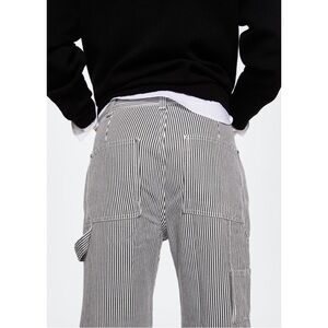 Mango Straight Leg Pocket Cargo Jeans in Black White | Size 1 / Small NWT